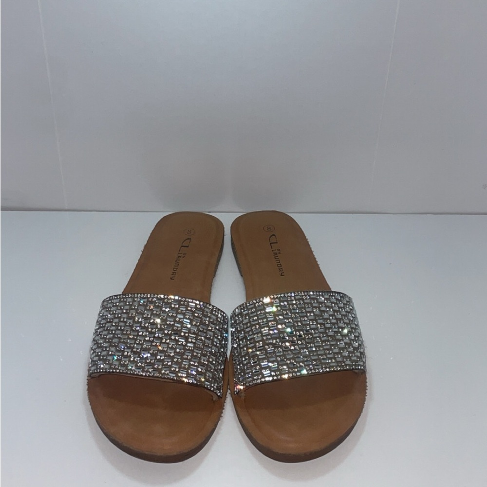 Elegant Silver Slide Sandals